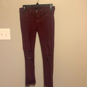 KanCan maroon distressed jeggings